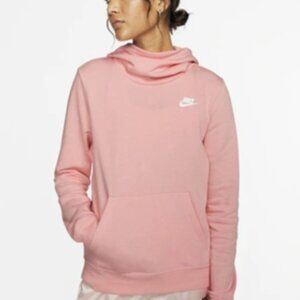 Pink Womens Nike Funnel Neck Hoodie Funnel Coral Nike Hoodie Womens Nike Hoodie
